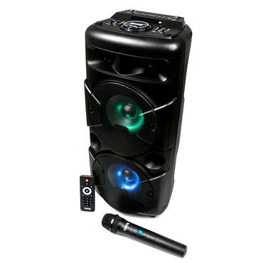 Колонки портативные 1.0 Dialog Oscar AO-20 RMS 30W, Bluetooth, FM, USB, SD, ПДУ, караоке с микрофоном, подсветка RGB, питание от аккумулятора, чёрный
