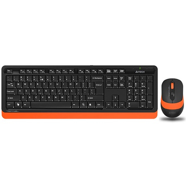 Комплект клавиатура + мышь A4Tech Fstyler FG1010 беспроводной, мультимедиа, USB, черно-оранжевый