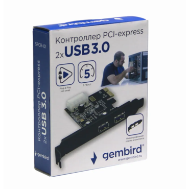 Контроллер USB Gembird SPCR-01, в PCI, порты: 2 внешних USB 3.0