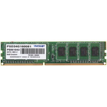 Память DIMM DDR3 4Gb PC3-12800 (1600MHz) Patriot PSD34G160081