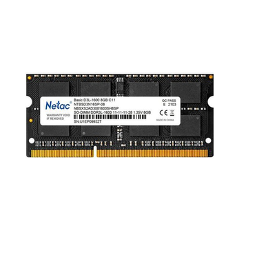 Память SODIMM DDR3 8Gb PC3-12800 Netac Basic LV C11 NTBSD3N16SP-08