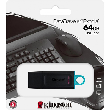 Память USB 3.2 64 GB Kingston DataTraveler Exodia, черный/голубой (DTX/64GB)