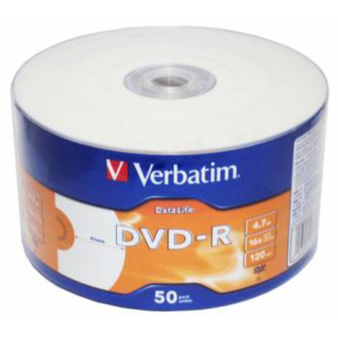 Диск DVD-R Verbatim 4,7GB, 16x, КОМПЛЕКТ 50шт, BULK-спайка, Thermal Printable (43793)