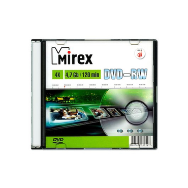ДИСК DVD-RW Mirex 4 7GB  4x  SLIM-футляр (UL130032A4S)