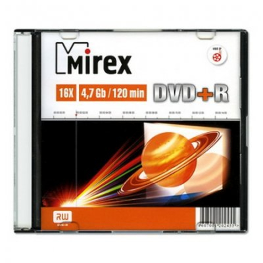 Диск DVD+R Mirex 4,7GB, 16x, SLIM-футляр (UL130013A1S)