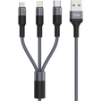 Кабель USB 2.0 A - USB Type-C (m)/micro USB (m)/Lightning (m), 1,2м TFN-CFZ3IN1GR серый — основная фотография