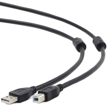 Кабель USB 2.0 AB (m-m) 1.8м Pro  2феррит. фильтр, экран, черный CCF2-USB2-AMBM-6 Cablexpert