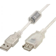 Кабель удлинительный USB 2.0 AM/AF  1,8 м Pro 2ферит. кольца, экран, прозрачный CCF-USB2-AMAF-TR-6 Cablexpert — основная фотография