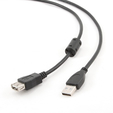 Кабель удлинительный USB 2.0 AM/AF  3 м феррит.кольцо,позол.конт.,черный,Pro Gembird CCF-USB2-AMAF-10 — основная фотография