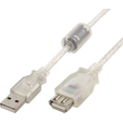 Кабель удлинительный USB 2.0 AM/AF  4,5 м Pro 2ферит. кольца, экран, прозрачный CCF-USB2-AMAF-TR-15 Cablexpert — основная фотография