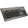 Клавиатура A4Tech KLS-7MUU slim, мультимедиа,  порт USB+аудио, USB, серебряно-чёрный — основная фотография