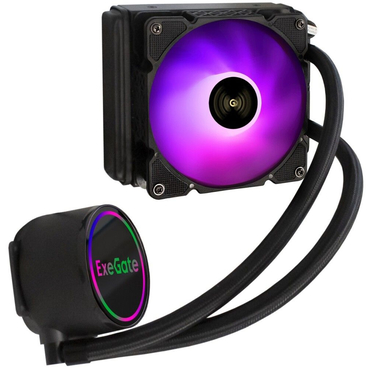 Комплект водяного охлаждения ExeGate BlackWater-120V2.PWM.RGB (RGB подсветка, LGA2066/2011/1366/1150/1151/1155/1156/1200/1700/AM4/FM1/FM2/FM2+/AM2/AM2+/AM3/AM3+, TDP 150W, Fan 120m EX293455RUS