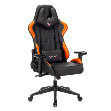 Кресло игровое Бюрократ, Viking 5 AERO ORANGE (черный/оранжевый, искусственная кожа)