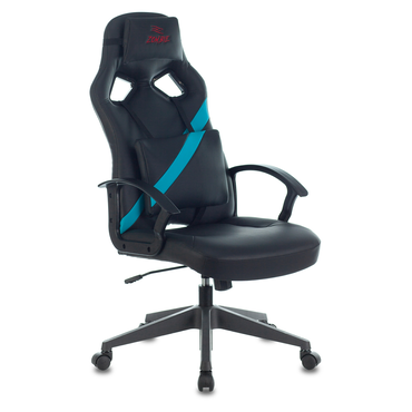 Кресло игровое Бюрократ, ZOMBIE DRIVER (черный/голубой искусственная кожа с подголов. крестовина пластик)
