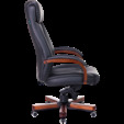 Кресло руководителя Бюрократ, T-9922WALNUT/BLACK (черный кожа крестовина дерево) — фотография 4