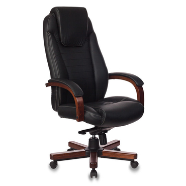 Кресло руководителя Бюрократ, T-9923WALNUT/BLACK (черный кожа крестовина дерево)