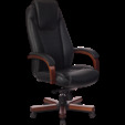 Кресло руководителя Бюрократ, T-9923WALNUT/BLACK (черный кожа крестовина дерево) — фотография 2
