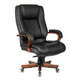 Кресло руководителя Бюрократ, T-9925WALNUT/BLACK (черный кожа крестовина дерево) — основная фотография