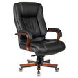 Кресло руководителя Бюрократ, T-9925WALNUT/BLACK (черный кожа крестовина дерево) — фотография 2