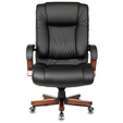 Кресло руководителя Бюрократ, T-9925WALNUT/BLACK (черный кожа крестовина дерево) — фотография 3