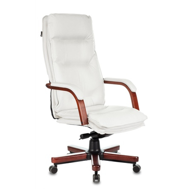 Кресло руководителя Бюрократ, T-9927WALNUT/IVORY (слон. кость кожа крестовина дерево)