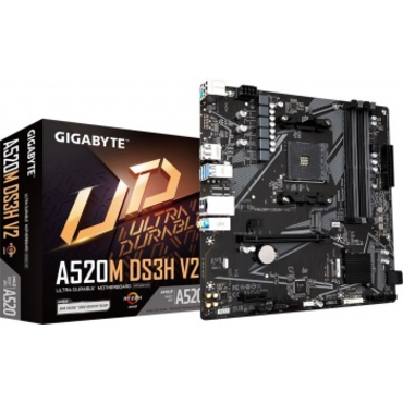 М/плата Gigabyte A520M DS3H V2 Soc-AM4 AMD A520 4xDDR4 mATX AC`97 8ch(7.1) GbLAN RAID+HDMI+DP