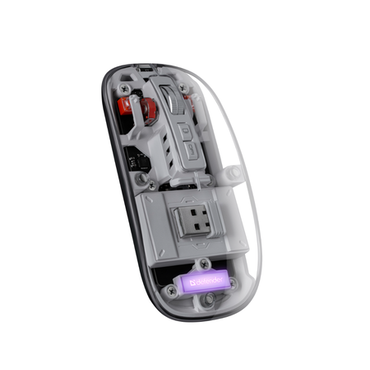 Мышь Defender Ixes MM-999 silent, беспроводная, 2400dpi, подсветка, USB, Bluetooth, прозрачная