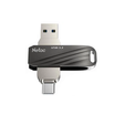 Память USB 3.0/USB Type-C 32 GB Netac US11, черный серебристый (NT03US11C-032G-32BK) — основная фотография