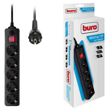 Сетевой фильтр BURO 500SH-10-B (5 outlets  10 М) black