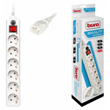 Сетевой фильтр Buro 600SH-1.8-UPS-W 1.8м (6 розеток) белый (коробка) (цена за 1шт)
