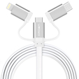 Кабель USB 2.0 A - micro USB 5pin (m-m) + Lightning +Type-C 1м 2А плоский ПВХ белый Crown CMCU-3182 white коробка — основная фотография