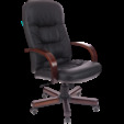 Кресло руководителя Бюрократ, T-9908/WALNUT (черное, кожа, металл/дерево крестовина) — фотография 2