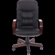 Кресло руководителя Бюрократ, T-9908/WALNUT (черное, кожа, металл/дерево крестовина) — фотография 3