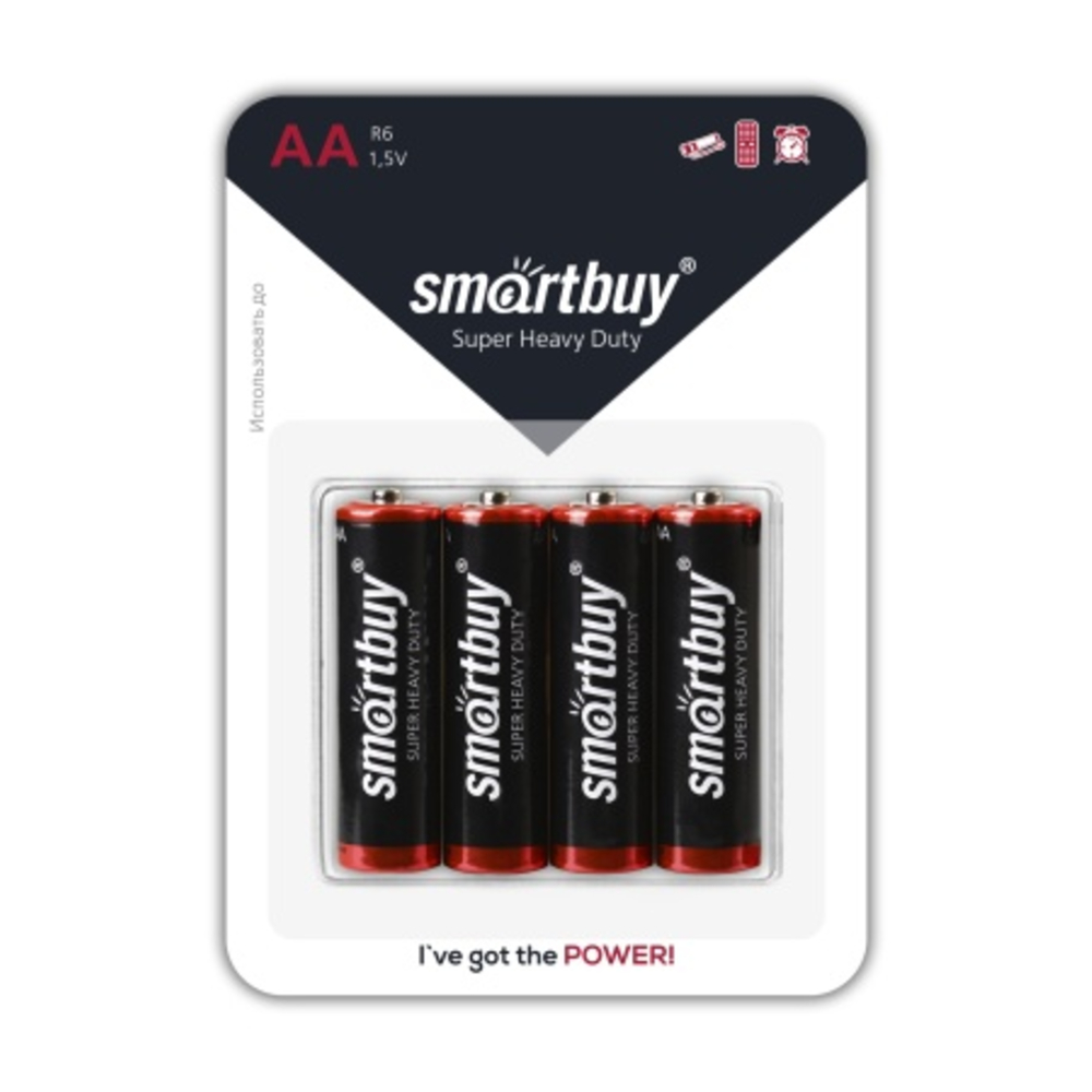 Батарейка солевая тип АА/R6, SmartBuy (4шт в блистере)