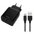 Зарядное устройство сетевое TFN  RAPID USB, 2.4A, Smart, с кабелем microUSB, черный (TFN,TFN-WCRPD12W2U01) — основная фотография