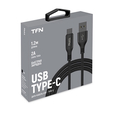 Кабель USB 2.0 A - USB Type-C (1.2м), нейлон TFN-C-BLZ-AC1 M-BK (черный) — основная фотография