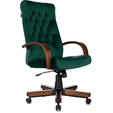 Кресло руководителя Бюрократ T-9928WALNUT Fabric зеленый Italia Green крестов. металл/дерево — основная фотография