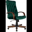 Кресло руководителя Бюрократ T-9928WALNUT Fabric зеленый Italia Green крестов. металл/дерево — фотография 2