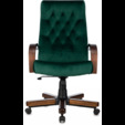 Кресло руководителя Бюрократ T-9928WALNUT Fabric зеленый Italia Green крестов. металл/дерево — фотография 4