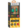 Кабель USB 2.0 AM - Lightning(M) (1м) 8P 2.1А зеленый Defender ACH01-03T PRO — основная фотография
