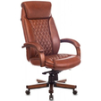 Кресло руководителя Бюрократ, T-9924WALNUT светло-коричневый Leather Eichel кожа крестовина металл/дерево — фотография 2