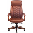 Кресло руководителя Бюрократ, T-9924WALNUT светло-коричневый Leather Eichel кожа крестовина металл/дерево — фотография 3