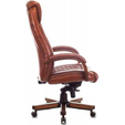 Кресло руководителя Бюрократ, T-9924WALNUT светло-коричневый Leather Eichel кожа крестовина металл/дерево — фотография 4
