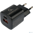 Зарядное устройство сетевое Cablexpert  20Вт, 3А, QC3.0/PD, 1xUSB, 1xType-C, черный, пакет (MP3A-PC-47) — основная фотография