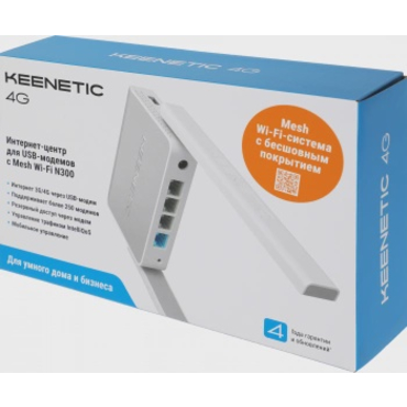 Роутер Keenetic 4G KN-1213 (2.4ГГц), 802.11 k/r/v, 300 Мбит/сек, 2 антенны