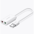 Аудиоадаптер UGREEN US205 USB A - AUX Jack 3.5 мм (f), цвет белый (30143) — основная фотография