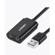 Аудиоадаптер UGREEN US205 USB A-AUX Jack 3.5 мм (f), цвет черный (30724) — основная фотография