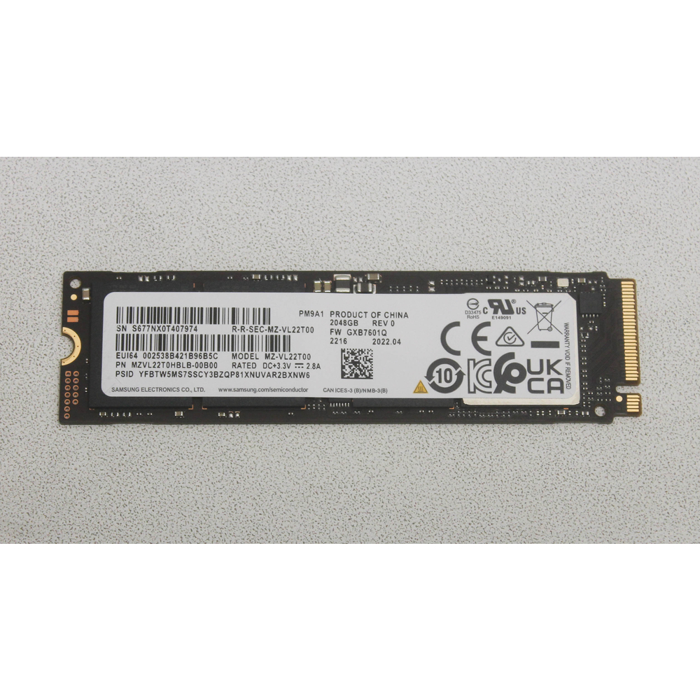 Накопитель SSD M.2 2Tb Samsung PM9A1 (22x80mm), NVMe, PCIe 4.0 x4, R/W 7000/5200MB/s, IOPs 1 000 000/850 000 MZVL22T0HBLB-00B00