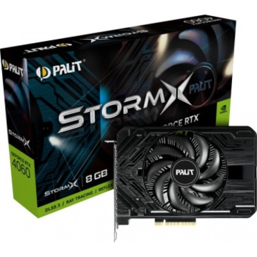 Видеокарта 8GB PCI-E Palit GeForce RTX4060 STORMX GDDR6 (128bit) HDMIx1 DPx3 HDCP NE64060019P1-1070F RTL