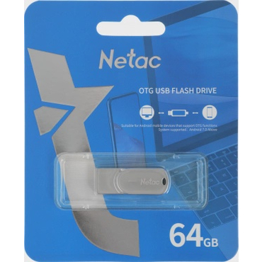 Память USB 3.0/Type-C 64 GB Netac U785C, металл. серебристый (NT03U785C-064G-30PN)